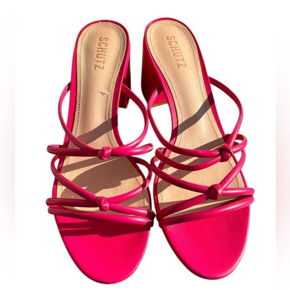 Schultz Pink Princey Block Heeled Strappy Sandals Size 10.5 - Picture 2 of 4